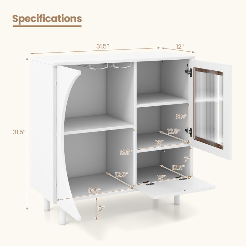 Kitchen Sideboard with Glasses Holder for Living Room Dining Room