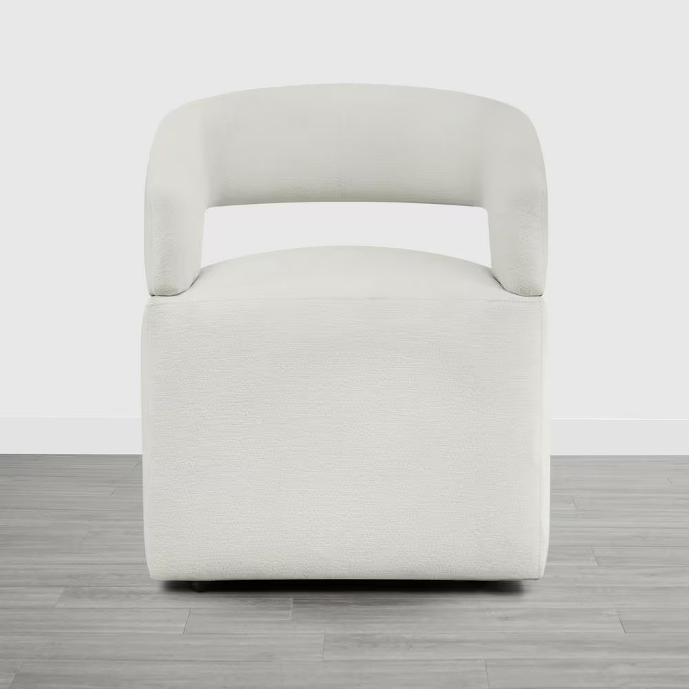Octavian Beige Fabric Dining Chair with Removable Casters for Dining Room Bed Room Living Room