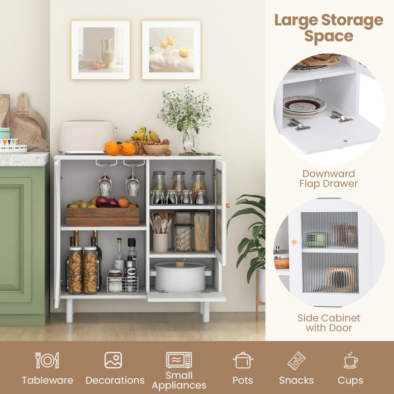 Kitchen Sideboard with Glasses Holder for Living Room Dining Room