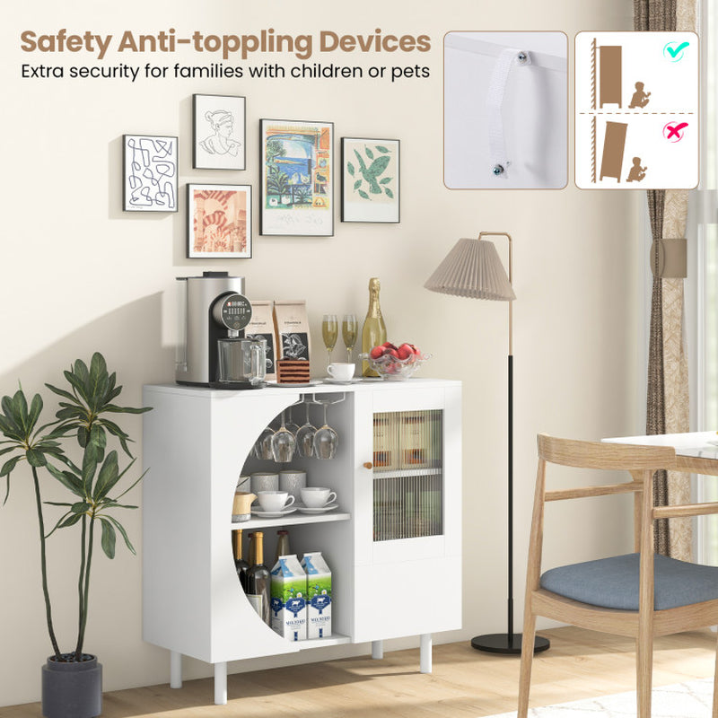 Kitchen Sideboard with Glasses Holder for Living Room Dining Room